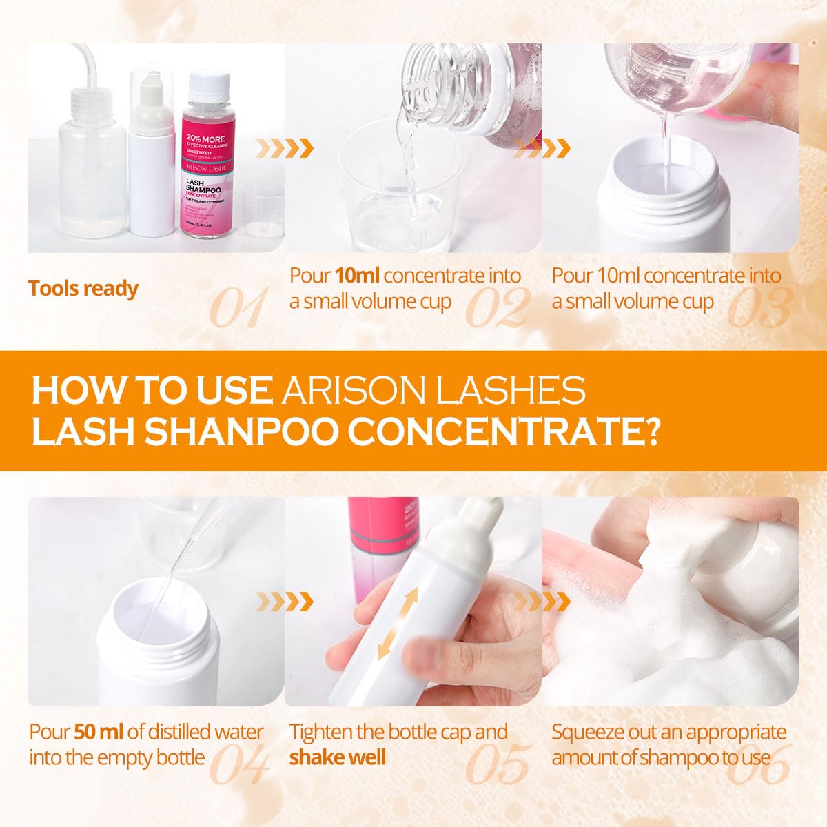 ARISON LASHES Lash Shampoo Concentrate for Lash Extensions 100ML Eyelash Cleanser Concentrate Oil-Free Eyelash Extension Shampoo with Salon Home Care(Turmeric)-GlimoraGlow