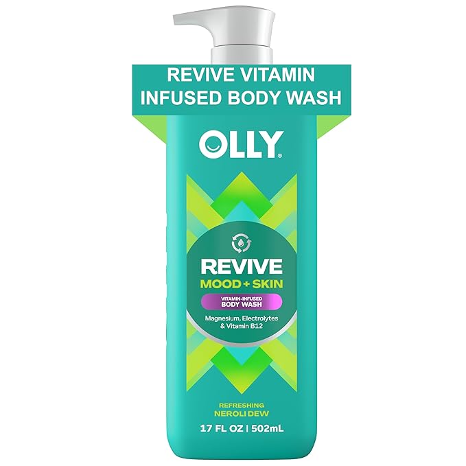 OLLY Revive Body Wash with Magnesium, Electrolytes & Vitamin B12– Nourishing Cleanser for Skin Barrier Repair, Deep Hydration, Refreshing Nerolidew Scent, 17 oz-GlimoraGlow