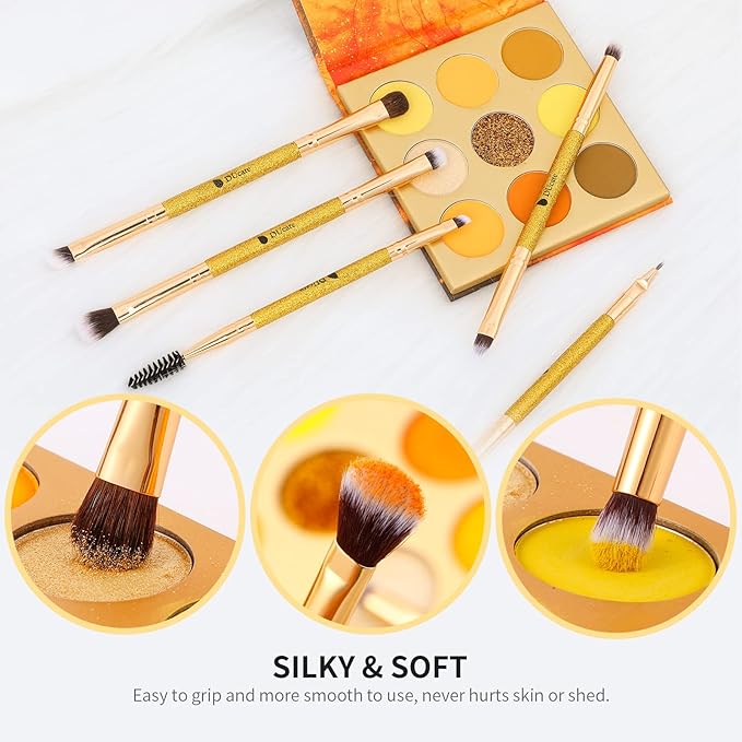 DUcare Eyeshadow Brushes Set Duo End Eye Makeup Brushes Professional Eyeshadow Brush set 5Pcs Travel Concealer Eyebrow Eyelash Eye Liners Blending-GlimoraGlow