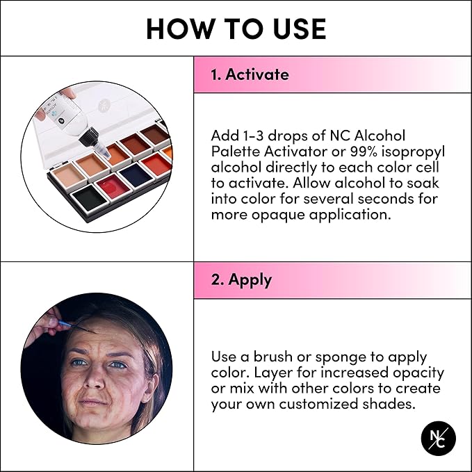 12 Color Dark Flesh Tone Alcohol Activated Makeup Palette for Special Effects - Waterproof Dark Flesh Tone Makeup for Professional Makeup Artists-GlimoraGlow