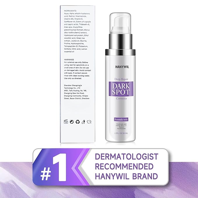 HANYWIL Dark Spot Remover for Face & Body Serum,Rapid Tone Repair Cream with Hyperpigmentation Treatment,Sun Spot, Age Spot & Melasma Remover,Dermatologist-Tested Brightening Retinol Serum (1.7 Fl Oz)-GlimoraGlow