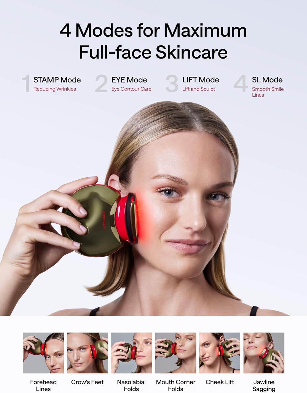 JMOON NouvelleSkin Facial Toning Device, FDA-Cleared Microcurrent Facial Device and Red Light Therapy for Face, 4 Modes & 5 Intensity Levels for Personalized Face Lift & Smoothing. M30U PR-GlimoraGlow