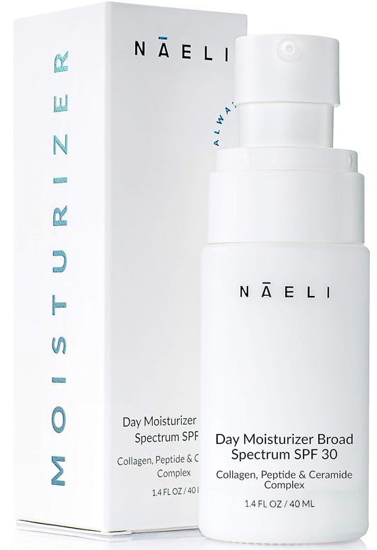 NAELI Face Moisturizer with SPF 30, Anti Aging Collagen & Peptide Cream, Reduces Wrinkles - Lightweight Skin Hydration with Hyaluronic Acid, Paraben Free & Non-Comedogenic Sunscreen, 1.4 oz-GlimoraGlow