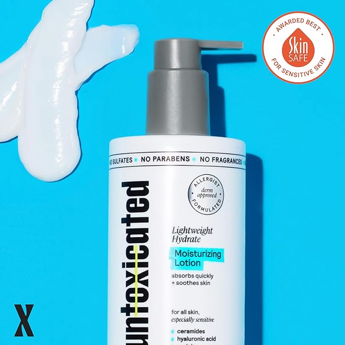 Moisturizing Lotion - Daily Face Moisturizer & Body Lotion for Sensitive Skin - Ceramides & Hyaluronic Acid - No Common Irritants - Non-Comedogenic - Oil-Free - Fragrance Free - 10 Ounce-GlimoraGlow