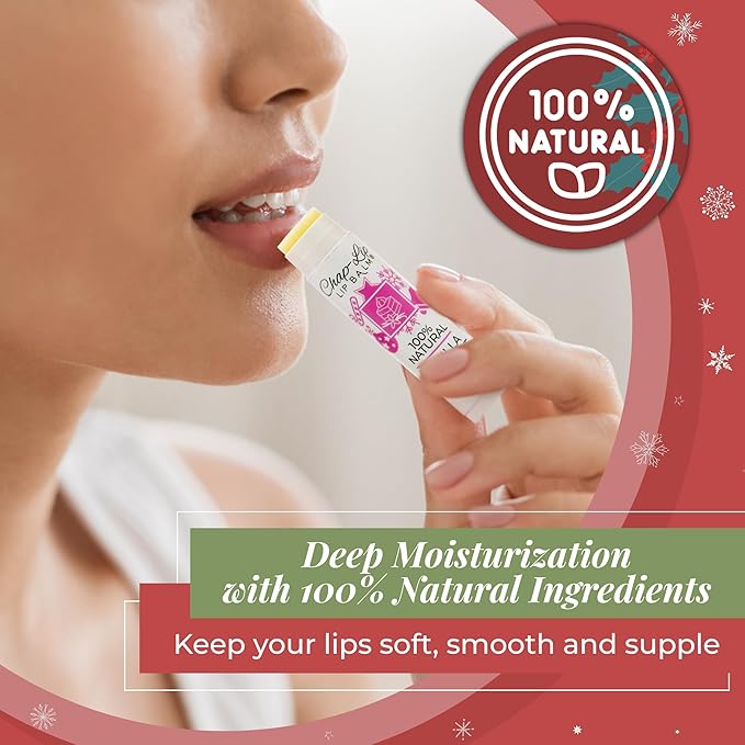 100% Natural Lip Balm Set - Beeswax Natural Christmas Gifts for Her - Ideal Gift for Women - Lip Moisturizer for Dry Lips, Cocoa Butter - Petroleum Free Pack of 24-GlimoraGlow