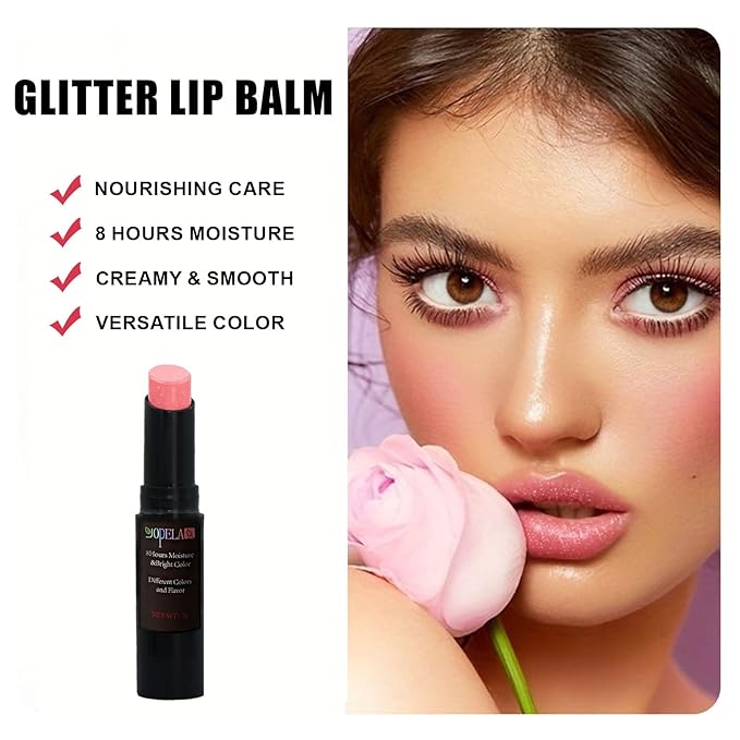 10 Pack Tinted Lip Balm With Glitter Powder Stocking Stuffers Tinted Chapstick - Moisturizing Lip Balm with Shimmer - Lipstick Set - Assorted Colors and Favors-GlimoraGlow