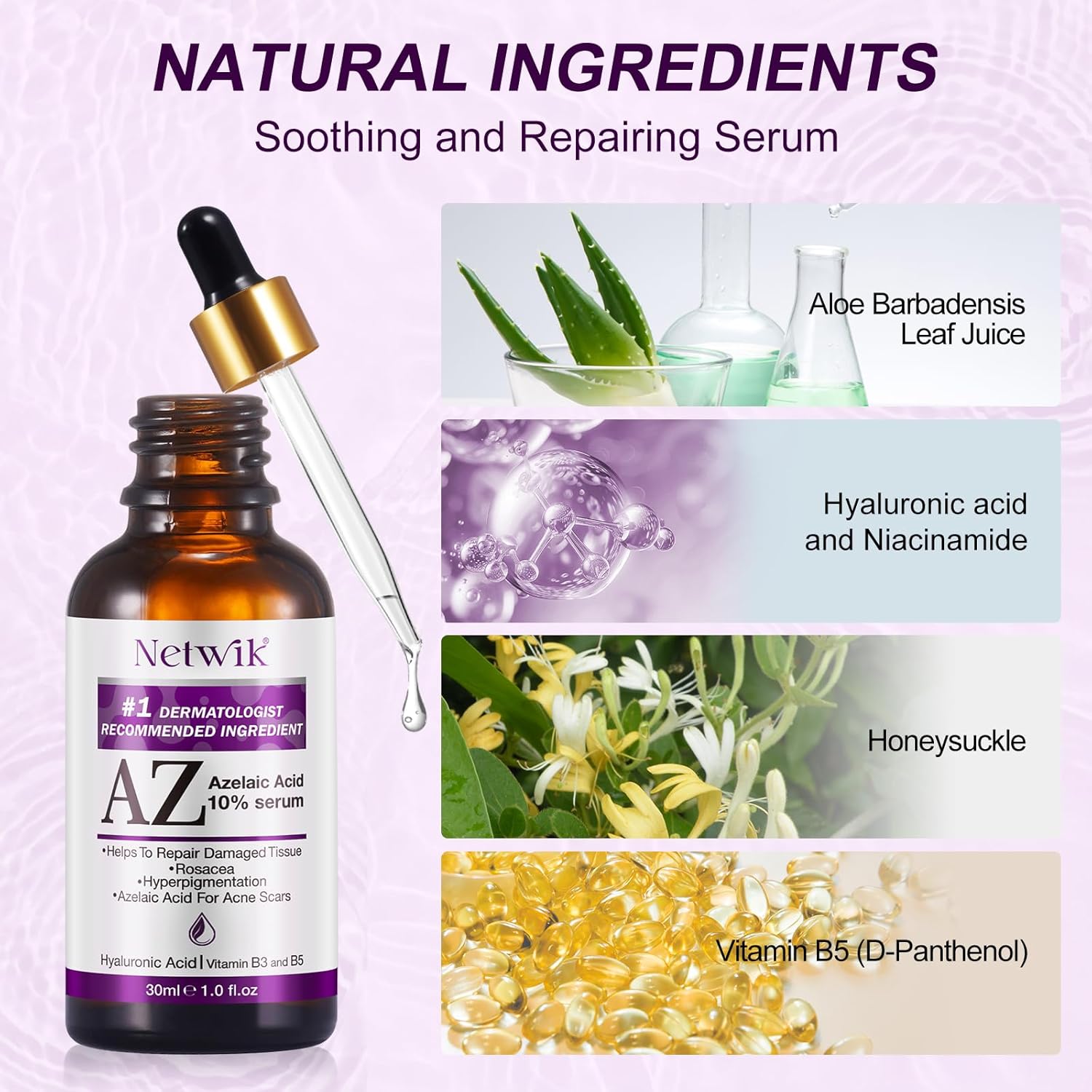 Azelaic Acid Serum - Azelaic Acid 10% for Acne Treatment - Fast Rosacea Skin Care - Redness Relief Face and Boost Skin Radiance with Niacinamide & Vitamin B3, B5 and Hyaluronic Acid, 1 Fl Oz-GlimoraGlow