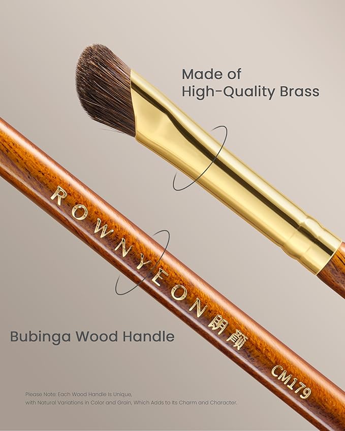 Desert Oak Series Nose Contour Brush - Angled Pony Hair Bristles for Seamless Sculpting, Dual-Use with Cream/Powder, Ebana Handle & Brass Ferrule (CM 179)-GlimoraGlow
