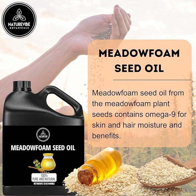 Naturevibe Botanicals Meadowfoam Oil 32 Ounces | 100% Pure and Natural | Great for Skin Care and Hair Care-GlimoraGlow