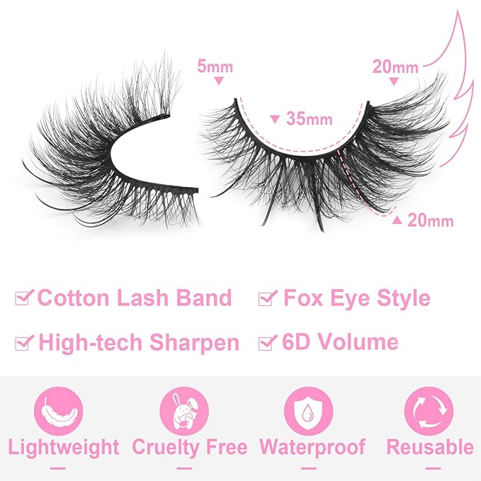 Fox Eye Lashes Wispy Faux Mink Lashes Volume Fairy Cat Eye Lashes That Look Like Extensions Spiky Fake Eyelashes Natural Look-GlimoraGlow