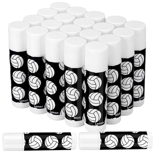 24 Pcs Volleyball Lip Balm Volleyball Team Gifts Volleyball Party Favors Volleyball Lip Balm Gift for Volleyball Team Volleyball Party Guest Supplies (Black)-GlimoraGlow