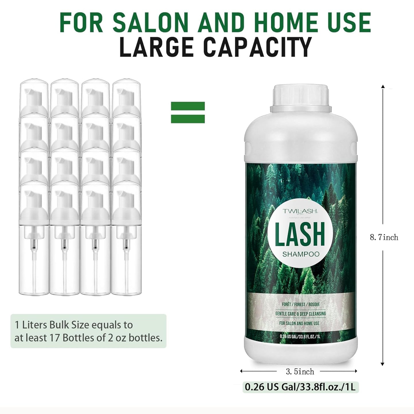 Lash Shampoo, Eyelash Cleanser for Extensions, 33.6 Fl Oz, Safe Makeup Remover, Non-irritating or Burning Formula, Eyelid Foaming Cleanser for Professional Salon and Home Use-GlimoraGlow