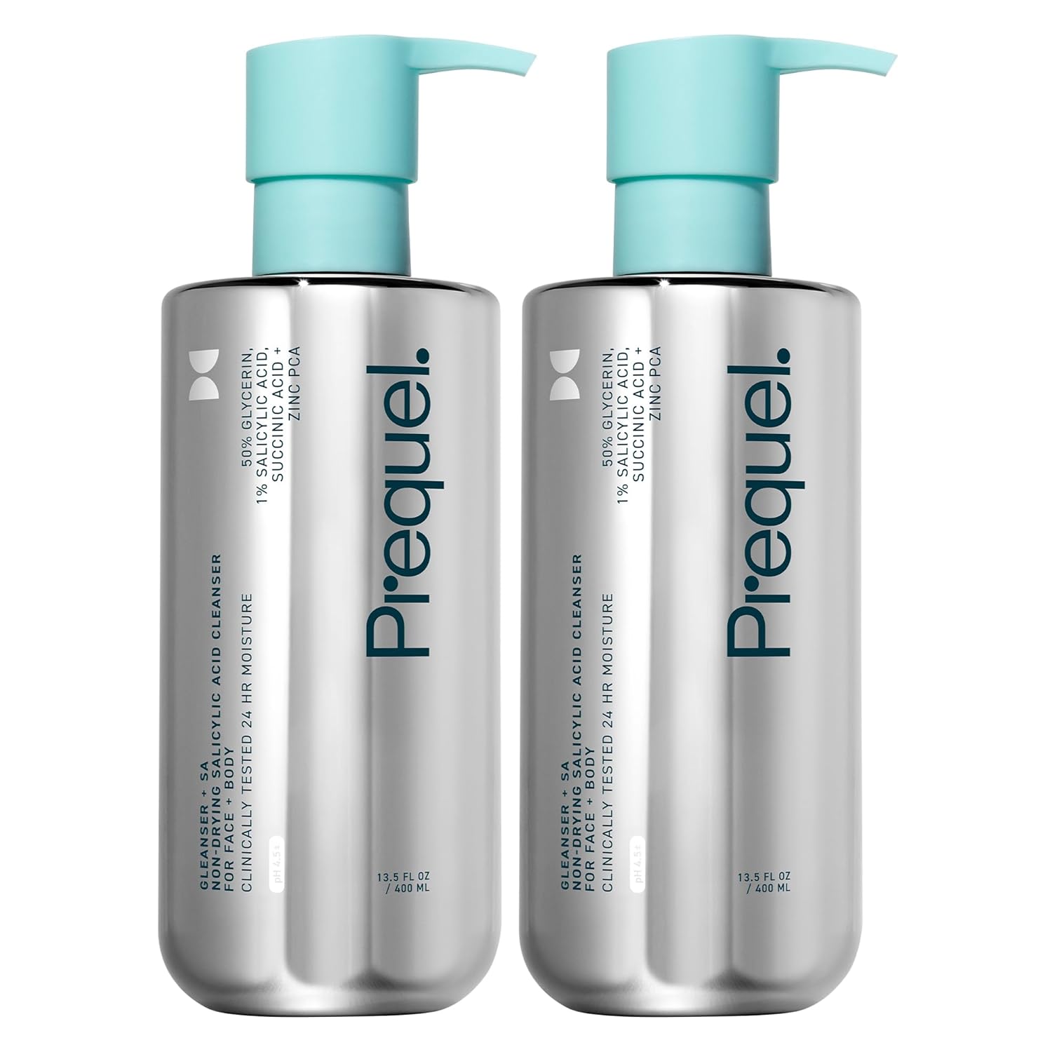 Skin Gleanser SA, Moisturizing Glycerin Face Wash,1% Salicylic Acid Face Cleanser, Unscented and Combination Skin Face Soap, 13.5 ounce (each) Pump Bottles - 6.75 fluid ounce (Pack of 2)-GlimoraGlow