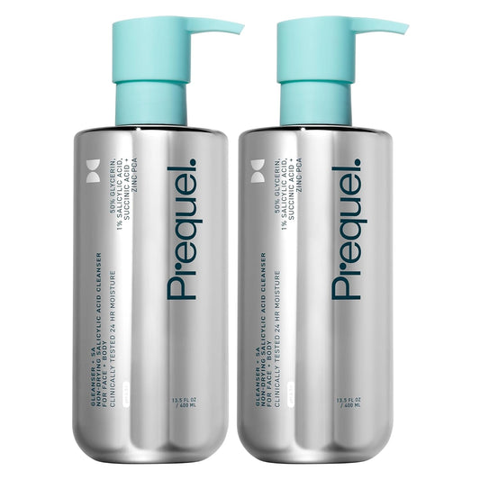 Skin Gleanser SA, Moisturizing Glycerin Face Wash,1% Salicylic Acid Face Cleanser, Unscented and Combination Skin Face Soap, 13.5 ounce (each) Pump Bottles - 6.75 fluid ounce (Pack of 2)-GlimoraGlow