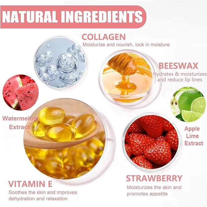 2 PCS Lip Balm Honey Pot, Apple Lime & Watermelem Lip Mask Vitamin E & Moisturizing Propolis Sleeping Lip Mask Prevention Dry and Cracked Lip Scrubs Exfoliator, Christmas Gifts-GlimoraGlow