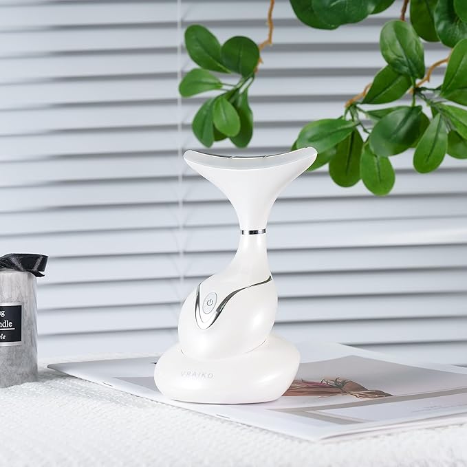 Iris Neck Face Massager, Pro Face Sculpting Tool with Charging Base, All-in-1 Facial Device for Enhanced Absorption, Radiance, Contouring, Elasticity, Home Facial Spa (White)-GlimoraGlow
