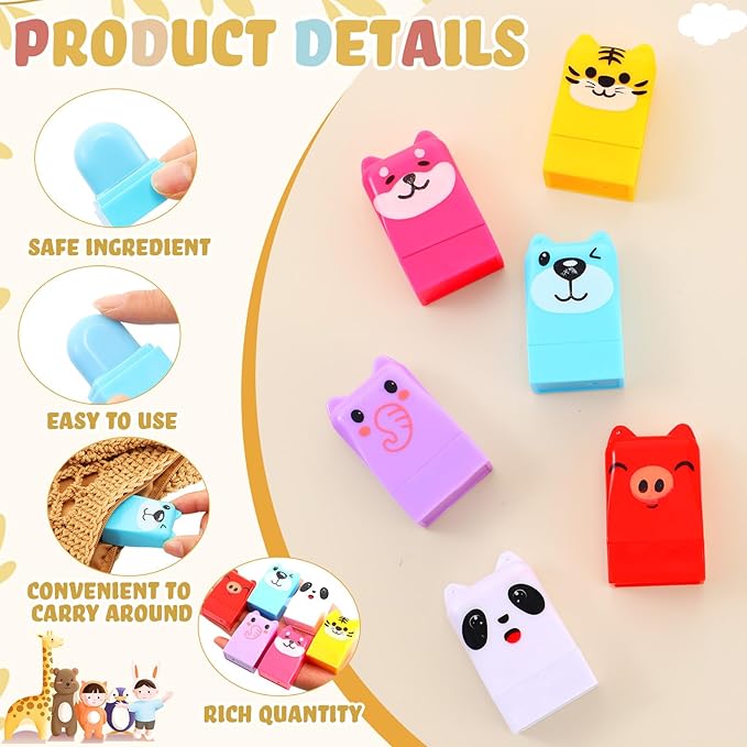 12 Pcs Farm Animals Birthday Lip Balm Gifts for Baby Shower Prizes Gift Baby Shower Favors Genger Reveal Gifts Zoo Theme Birthday Party Favors for Preschool Toddler Boy Girl Classroom Prizes-GlimoraGlow