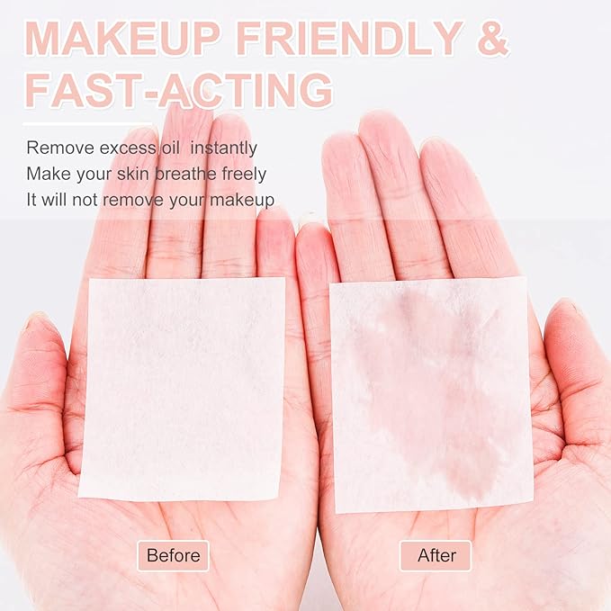 2 Pack Matter Blotting Paper for Oily Skin Total 100 Sheets with Mirror Case and Makeup Puff - Easy Dispensing Oil Blotting Sheets for Face,Makeup Friendly Oil Absorbing Sheets-GlimoraGlow