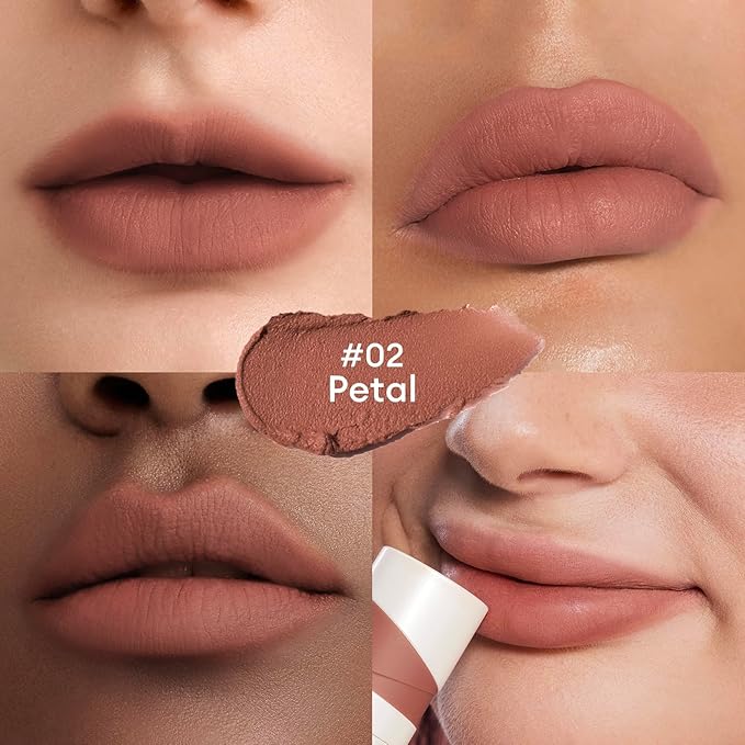 ITY Velvet Matte Finish Lip Stain-Mousse Textured Lip Clay, Conceals Lip Lines, Rich Pigment Lip Tint Lipsticks,2 Pack, 0.14 oz (4g) in Petal, Berrylicious-GlimoraGlow