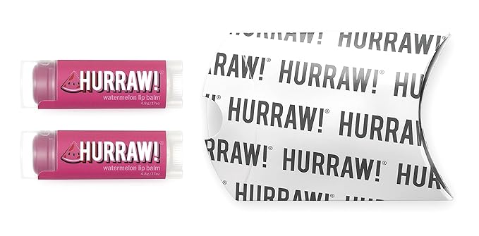 Hurraw! Watermelon Lip Balm, 2 Pack: Organic, Certified Vegan, Cruelty and Gluten Free. Non-GMO, 100% Natural Ingredients. Bee, Shea, Soy and Palm Free. Made in USA-GlimoraGlow