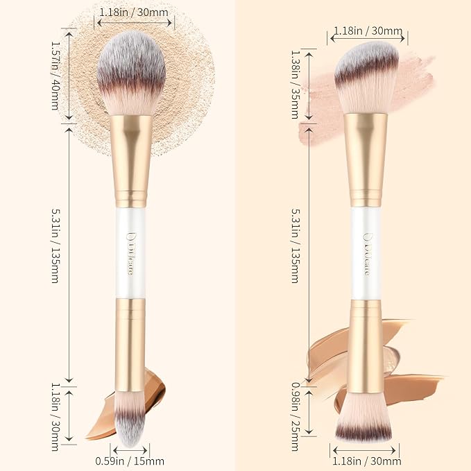 DUcare Makeup Brushes Duo End Foundation Contour Powder and Buffer Brush Bronzer Double Makeup Brush Set 2Pcs white-GlimoraGlow