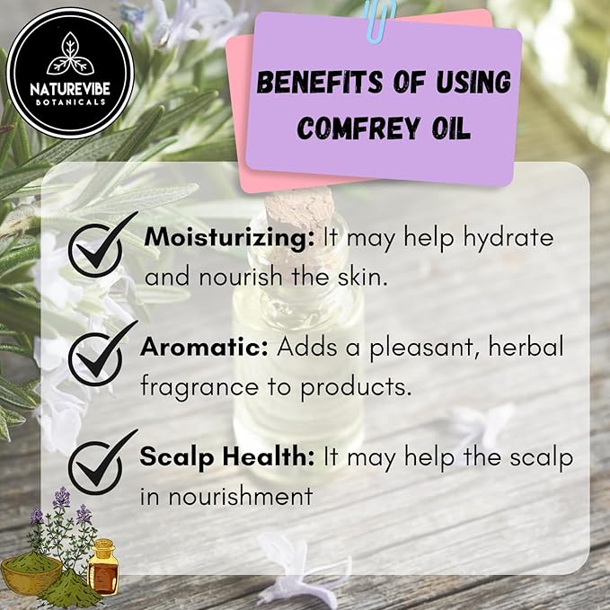Naturevibe Botanicals Comfrey Oil 32 Ounces | 100% Pure and Natural | Great for Skin Care and Hair Care-GlimoraGlow