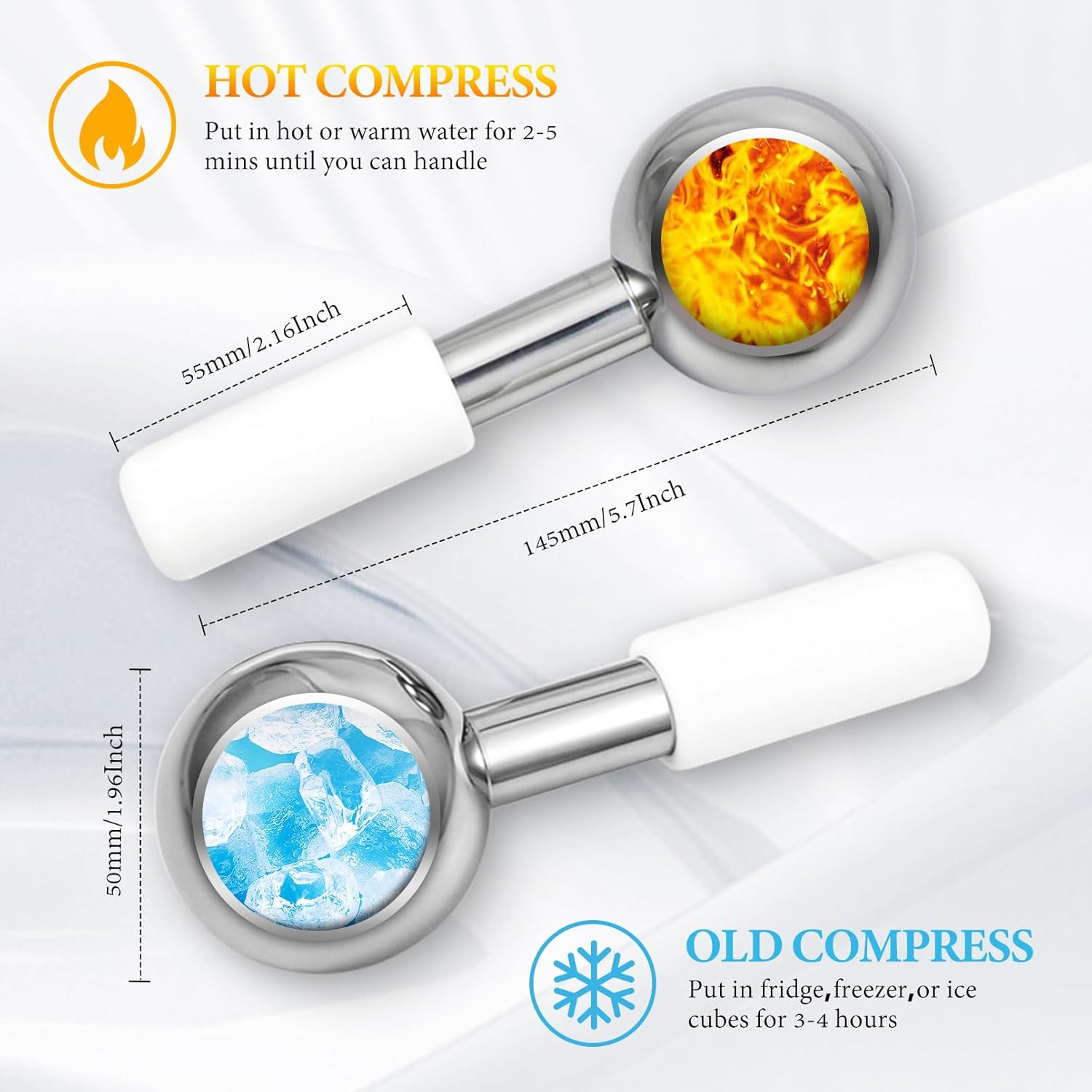 Ice Globes for Face, Unbreakable Stainless Steel Ice Globes for Facials for Puffiness, Wrinkles,Ice Balls for Face Neck & Eyes Skin Care-GlimoraGlow