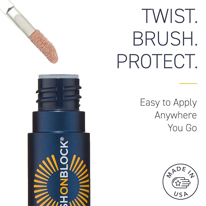 Brush On Block Sun Shine Protective Lip Oil SPF 30, Mineral Protection from UVA/UVB & Blue Light, Hydrating, Cruelty-Free, Gluten-Free, & Vegan, Nude-GlimoraGlow