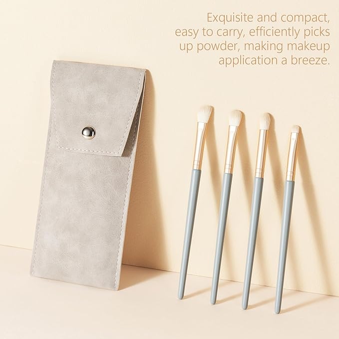 Eyeshadow Makeup Brushes Set with Case 4 PCS Soft Synthetic Hairs Eye Makeup Brushes for Blending Eyebrow Eyeliner Eyeshadow （Lightblue）-GlimoraGlow