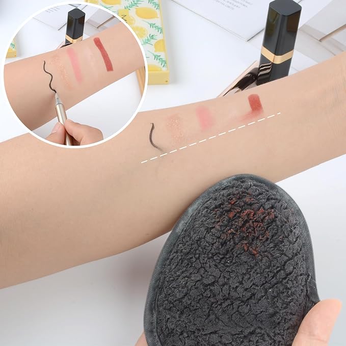 SINLAND Reusable Makeup Remover Pads For Face,Eye,Lips Microfiber Gentle Facial Cleansing Cloths for All Skin Types Friendly for Makeup Remover With Laundry Bag 5.1inchx3.93inch Gray Pack of 12-GlimoraGlow