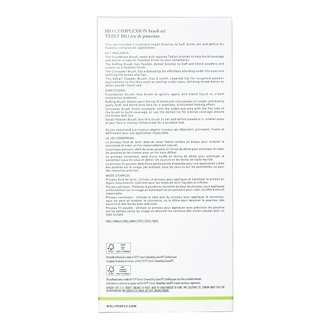 Well People Bio Complexion Brush Set, 4-Piece Face Brush Set For All Complexion Products, For Liquids, Powders & Creams, Cruelty-free Bristles-GlimoraGlow