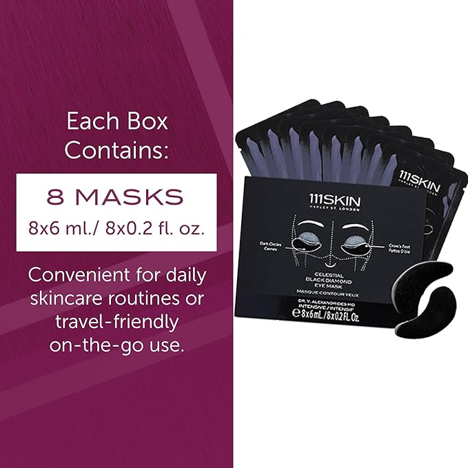 111SKIN Black Diamond Eye Mask, Hydrating Under Eye Patches for Dark Circles with Retinol, Hyaluronic Acid & Niacinamide, Helps Lift & Firm the Appearance of Fine Lines & Undereye Area, 8 Pairs-GlimoraGlow