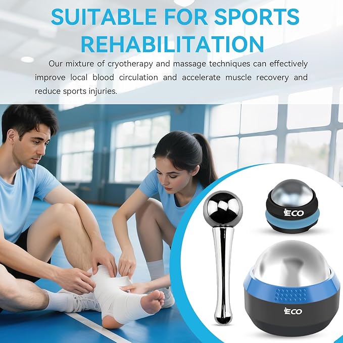 iECO Cryosphere Cold Massage Roller Ball – Ice Cold and Hot for Deep Tissue and Sore Muscle Relief of Stiffness and Stress, Body, Neck, Back, Foot, Plantar Fasciitis, Gifts for Him-GlimoraGlow