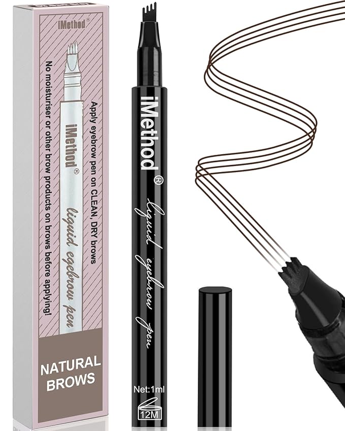 iMethod Eyebrow Pen - iMethod Eyebrow Pencil with a Micro-Fork Tip Applicator Creates Natural Looking Brows Effortlessly and Stays on All Day, Black/Brown-GlimoraGlow