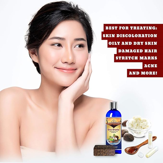 Organic, Anti-Bacterial OSE DUDU LIQUID BLACK SOAP GEL 2 LB (32 oz) Acne Eczema Dry Skin Psoriasis Scar Removal Face and Body Wash Skin Care (GHANA)-GlimoraGlow