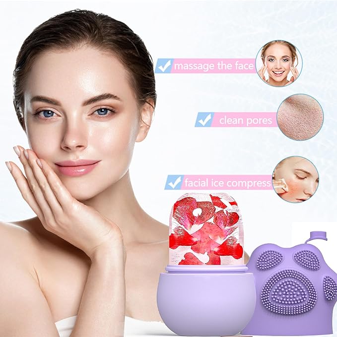 Ice Face Roller, Joyeee Silicone Ice Roller For Face and Eyes Puffiness Relief Reusable Face Ice Cubes Migraine Pain Relief Facial Ice Mold Skincare Tools Gifts for Women Beauty-GlimoraGlow