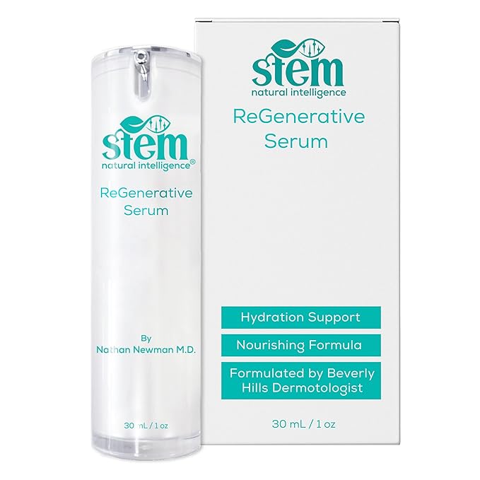 STEM Natural Intelligence Skin and Face ReGenerative Serum for Women, Facial Moisturizer Skin Care Peptides Serum, Luxury Face Moisturizer for Women, Hydration Serums, Antioxidant Support Serums, 1 oz-GlimoraGlow