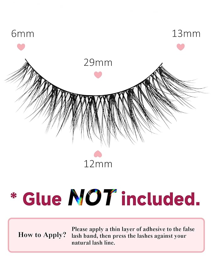 Natural Lashes Mink Natural Eyelashes False Eyelashes Natural Look False Lashes Wispy Eye Lashes Cat Eyelashes Fake Lashes UK222-GlimoraGlow