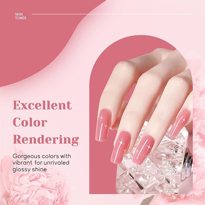 JEWHITENY 14 PCS Poly Nail Gel Kit Poly Extension Gel Kit Starter Kit With Slip Solution Professional Extension Set With LED Lamp Nail Art Design Beginner All In One-GlimoraGlow