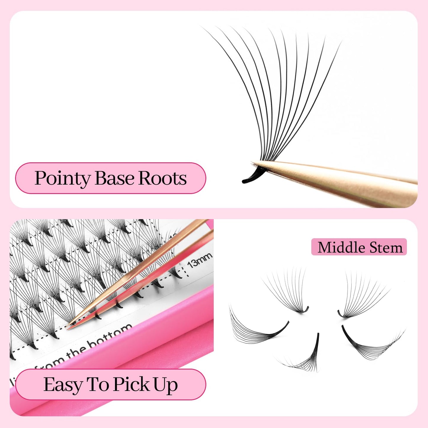 Premade Fans Eyelash Extensions 10D Volume Lash Extensions 0.07 Thickness Eyelash Extension D Curl Premade Lash Fans 13mm Fluffy Soft Handmade Lash Fan(10D-0.07-D,13mm)-GlimoraGlow