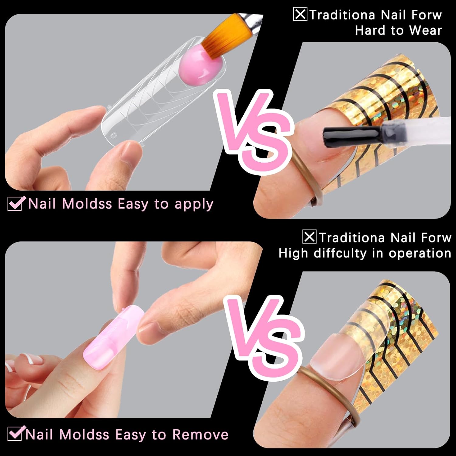 130 Pcs Poly Extension Gel Dual Nail Forms Nail Molds With Scale Builder Coffin Nail for Gel Manicure Nail Art Design Salon DIY at Home (Long Round-Head Dual Nail Forms Set)-GlimoraGlow