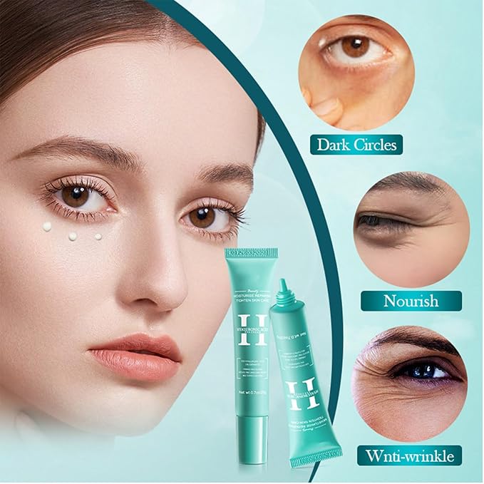 2 PCS Hyaluronic Acid Repair Eye Cream for Dark Circles,Bags Under and Puffiness,Eye Wrinkle Firming Cream Moisturise Repairing Thghten Eye Skin Care-GlimoraGlow