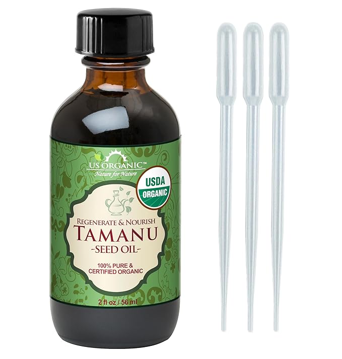 US Organic Tamanu Oil, USDA Certified Organic, 100% Pure Virgin Cold Pressed Unrefined, Dark Green Color, Sourced from Southeast Asia_Improved Cap_2oz (56 ml)-GlimoraGlow
