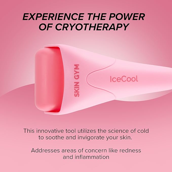 SKIN GYM CryoGel Pink Roller, Cooling Facial Tool for Puffiness and Skin Firming-GlimoraGlow