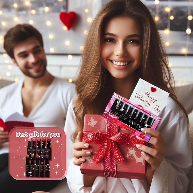 10 Pack Tinted Lip Balm With Glitter Powder Stocking Stuffers Tinted Chapstick - Moisturizing Lip Balm with Shimmer - Lipstick Set - Assorted Colors and Favors-GlimoraGlow