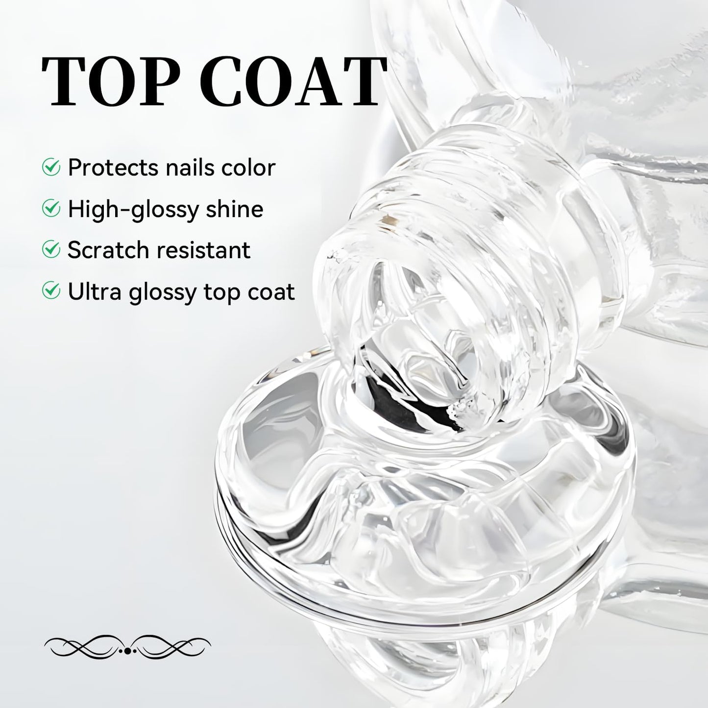 16.5ml Top Coat Clear Nail Polish, Quick Dry High Gloss Shine Large Volume Top Coat, Long Wear and Scratch Resistant for Women Salon DIY Nail Art-GlimoraGlow