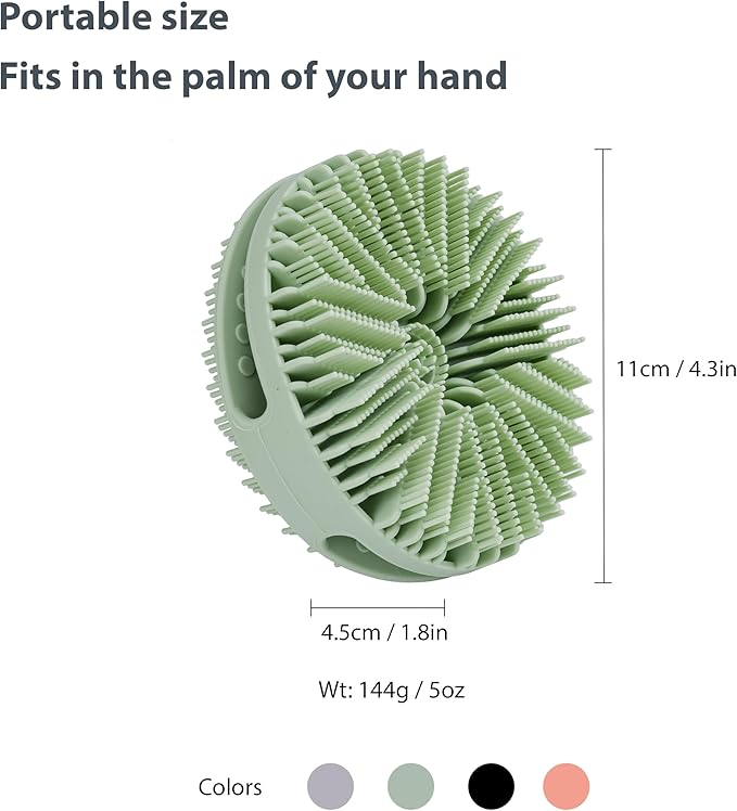 2 PC Silicone Exfoliating Body Scrubber, Silicone Body Shampoo Brush, Soft Silicone Loofah for Sensitive Skin, Shower Silicone Hair Scalp Massager, Easy to Clean, Lather Well(Gray&Green)-GlimoraGlow