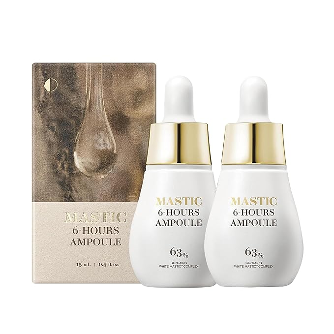MASTINA Mastic Ampoule Serum Dropper Type (0.5fl oz, Pack of 2) White Mastic Complex 63%, Tranexamic Acid 2%, Niacinamide 5% - Face Serum for Firming, Hydrating, Radiant Glass Skin. Korean Skin Care-GlimoraGlow