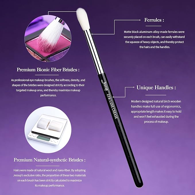 Jessup Eye Makeup Brushes Set Professional 15pcs with Eyeshadow Blending Concealer Eyebrow Eyliner Brush (Pearl Black/Silver)-GlimoraGlow