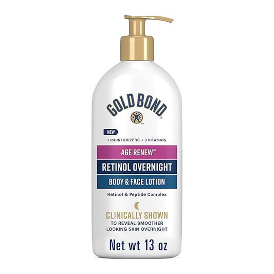 Gold Bond Age Renew Retinol Overnight Body & Face Lotion, With Retinol & Peptide Complex, 13 oz.-GlimoraGlow